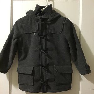 JANIE AND JACK GRAY WOOL TOGGLE COAT. 4-5.